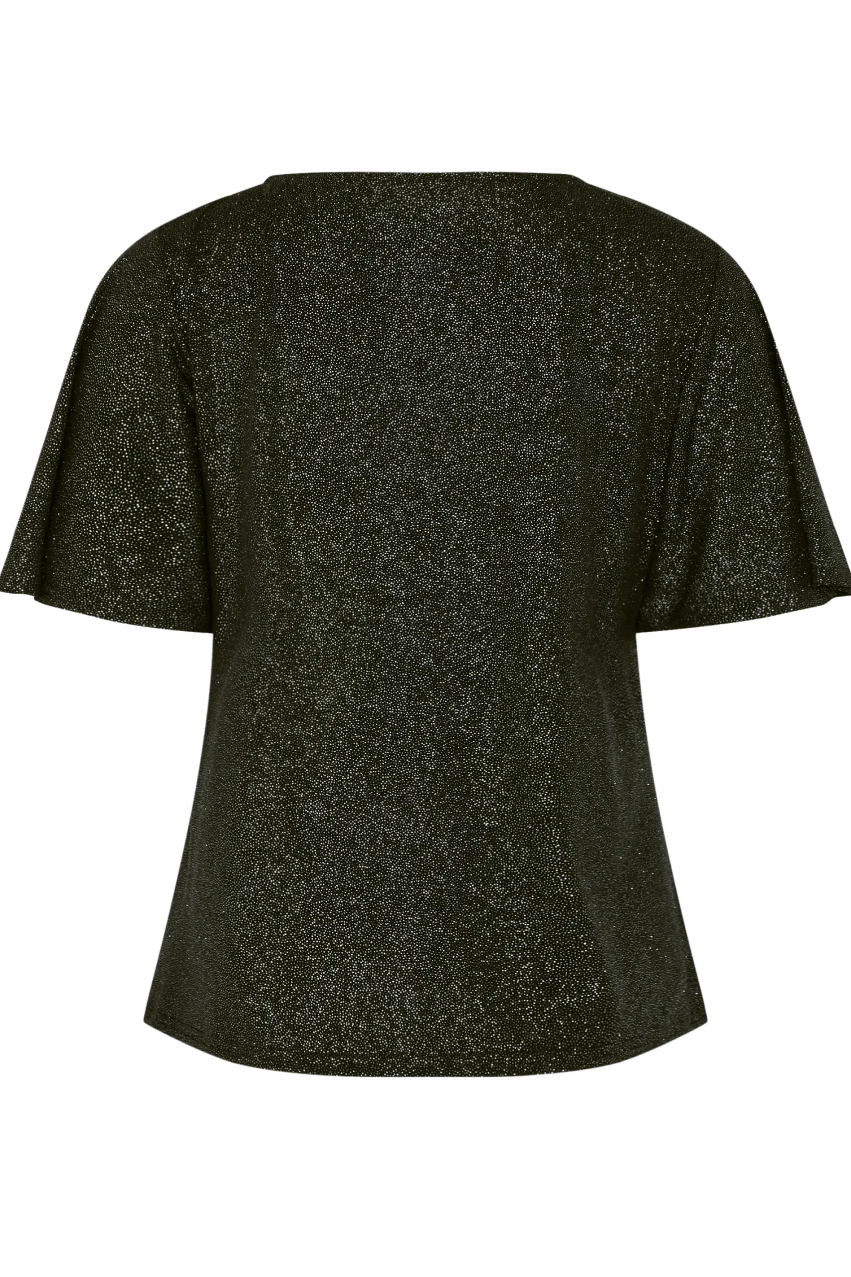 M&Co Womens Black Shimmer Angel Sleeve Wrap Top>Women T-Shirts