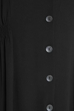 M&Co Womens Black Shirred Waist Button Through Midi Dress><noscript><img width=