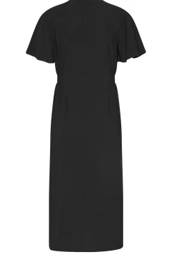 M&Co Womens Black Shirred Waist Button Through Midi Dress><noscript><img width=