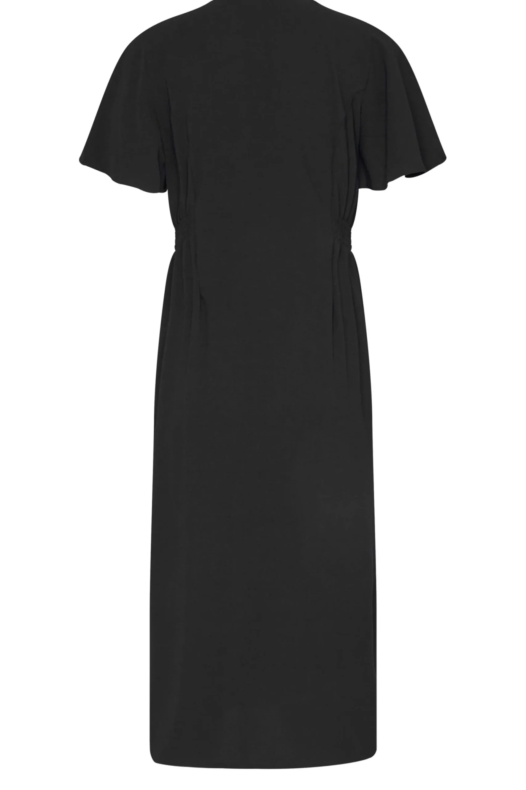 M&Co Womens Black Shirred Waist Button Through Midi Dress>Women Wedding Guest Dresses