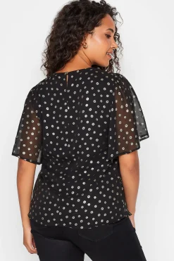 M&Co Womens Black Spot Print Blouse><noscript><img width=