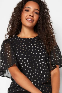 M&Co Womens Black Spot Print Blouse><noscript><img width=
