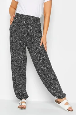 M&Co Womens Black Spot Print Harem Trousers>Women Trousers