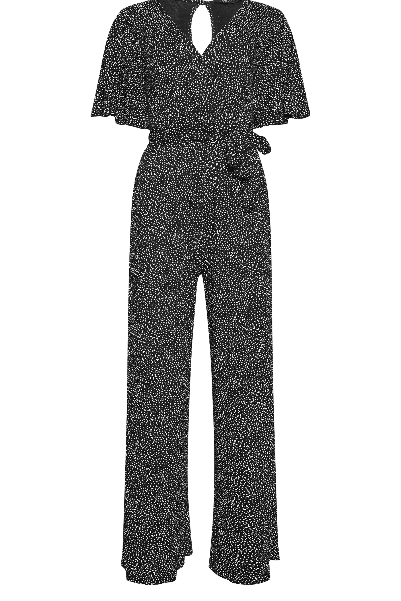 M&Co Womens Black Spot Print Wrap Wide Leg Jumpsuit>Women Maxi Dresses