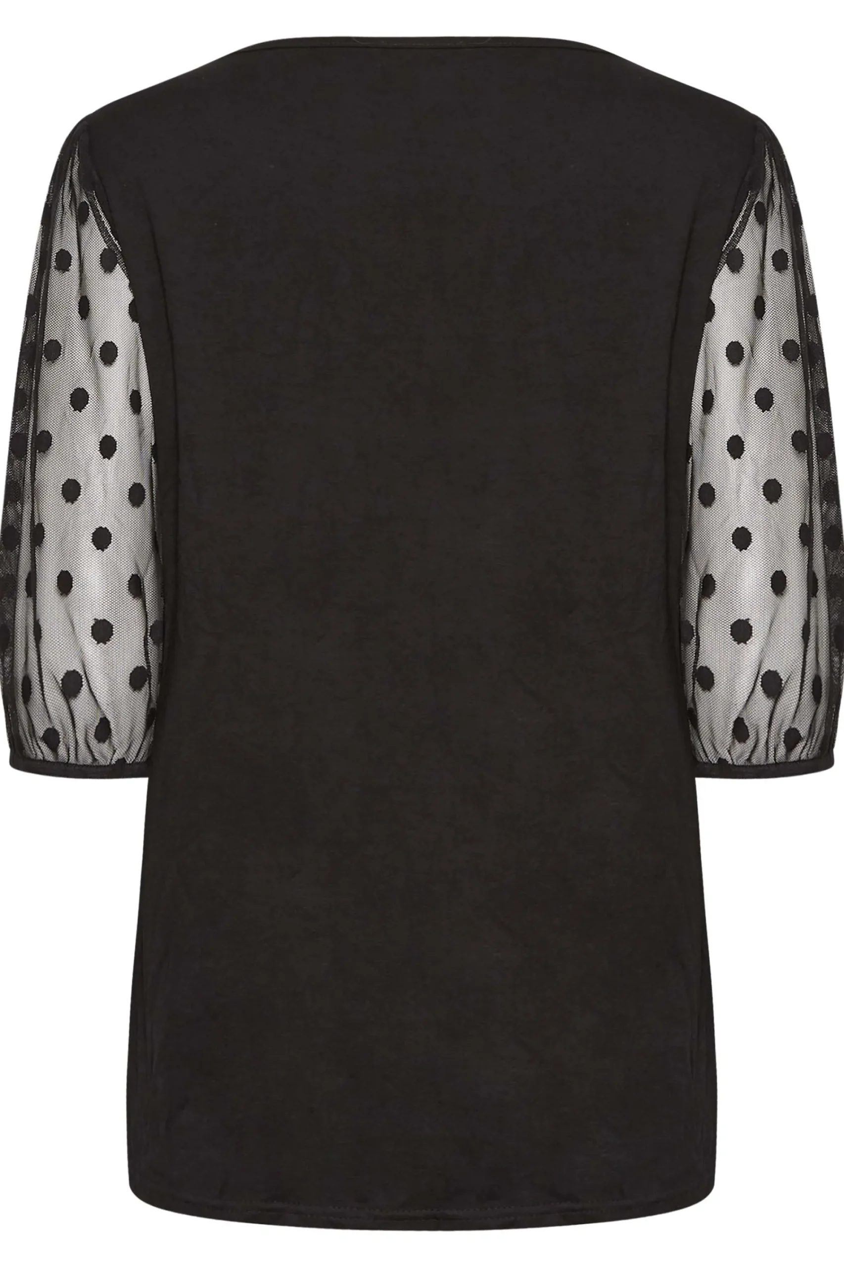 M&Co Womens Black Spot Mesh Sleeve Top>Women Short Sleeve Tops
