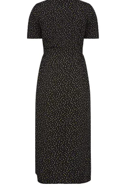 M&Co Womens Black Spot Print Shirred Waist Dress><noscript><img width=
