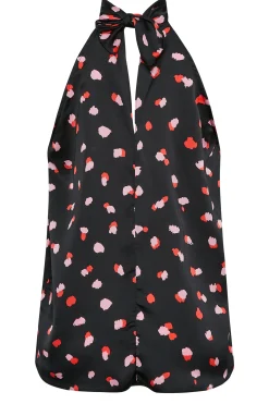 M&Co Womens Black Spot Print Halterneck Blouse><noscript><img width=