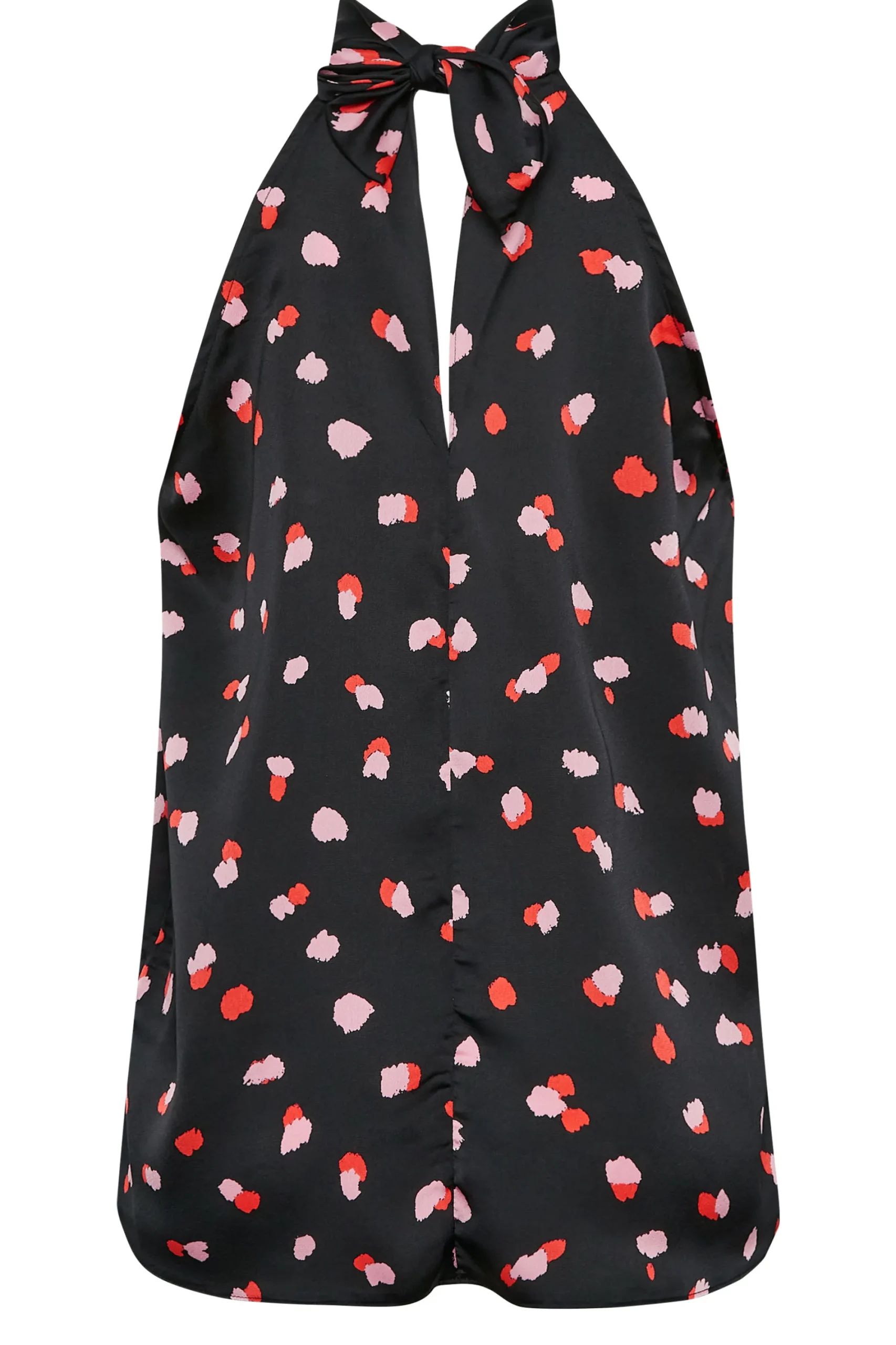 M&Co Womens Black Spot Print Halterneck Blouse>Women Short Sleeve Tops