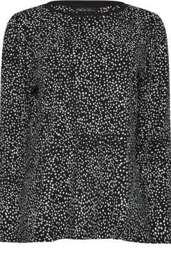 M&Co Womens Black Spot Print Long Sleeve Cotton Top><noscript><img width=