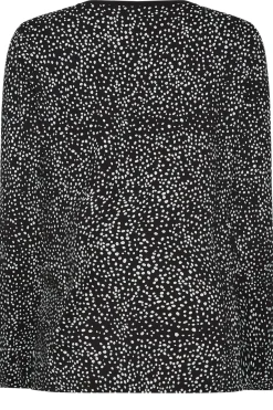 M&Co Womens Black Spot Print Long Sleeve Cotton Top><noscript><img width=