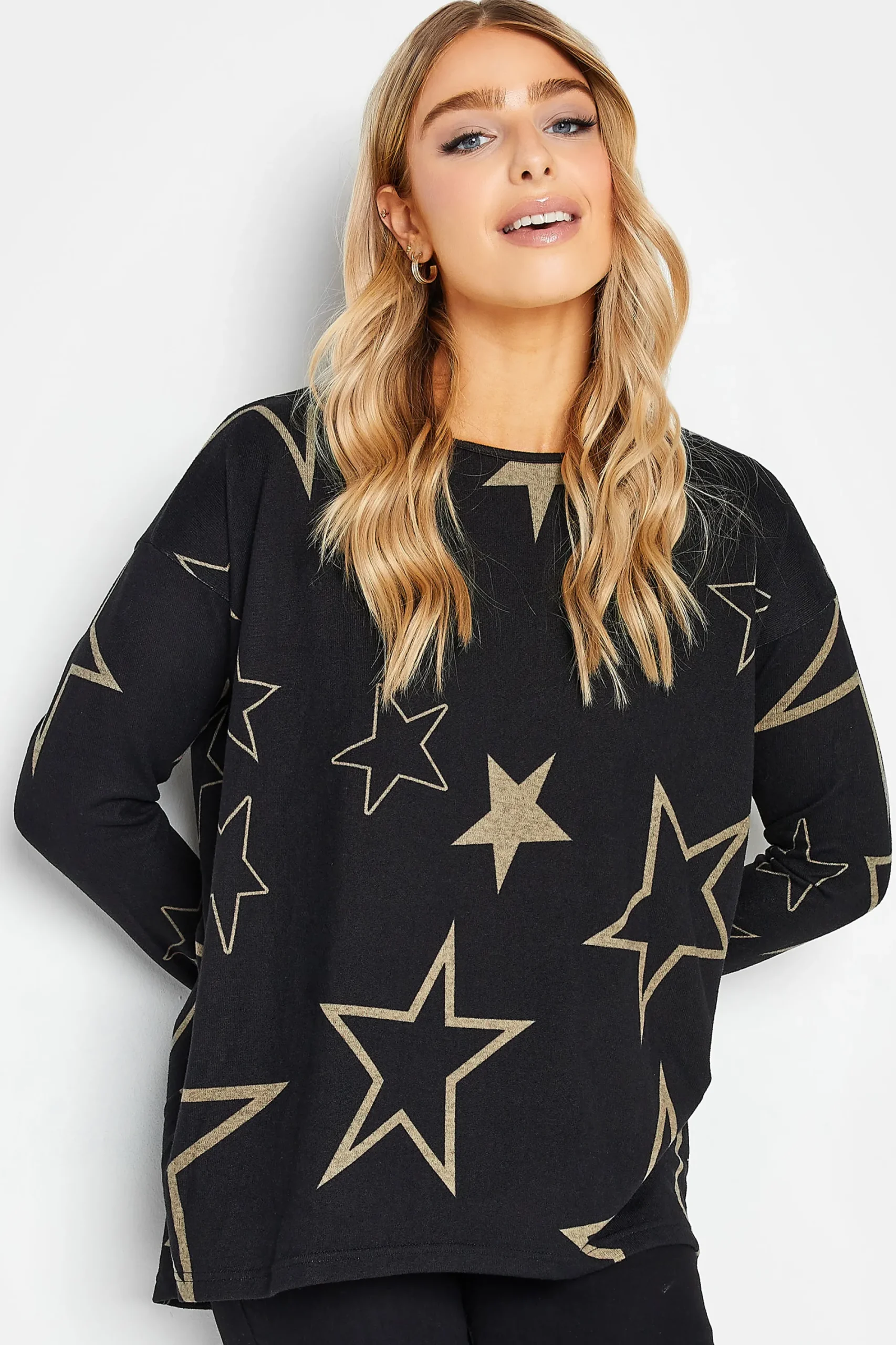 M&Co Womens Black Star Print Jumper>Women Long Sleeve Tops