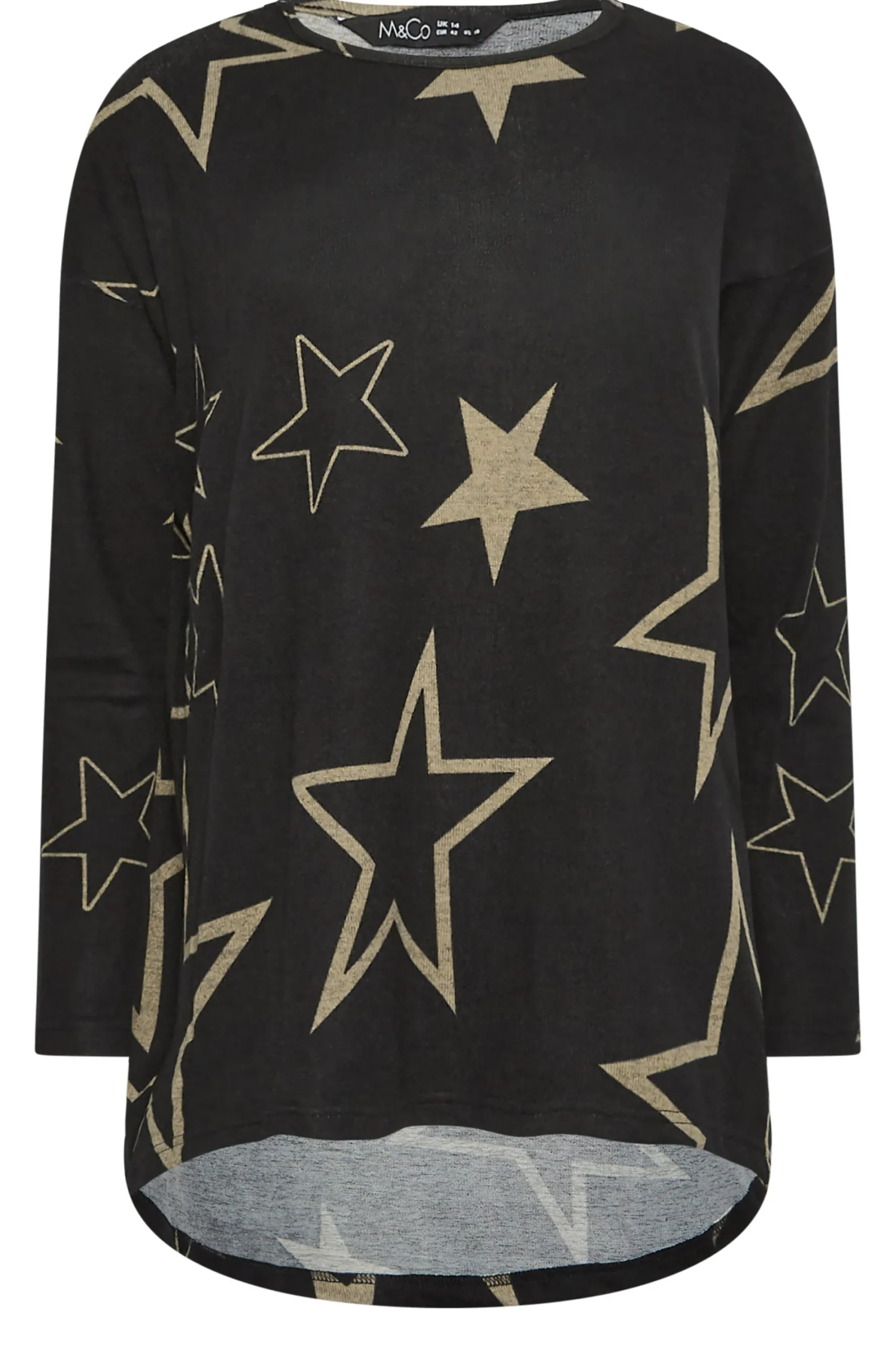 M&Co Womens Black Star Print Jumper>Women Long Sleeve Tops