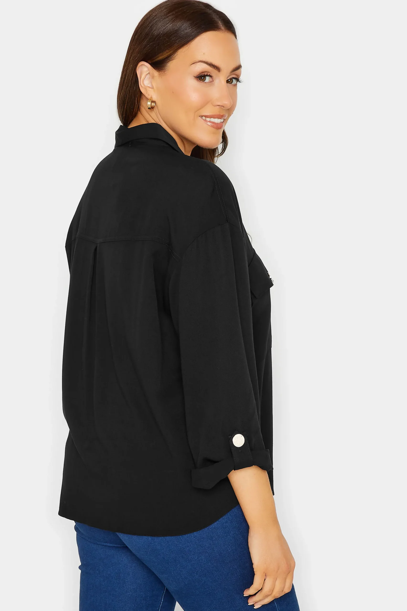 M&Co Womens Black Statement Button Shirt>Women Shirts