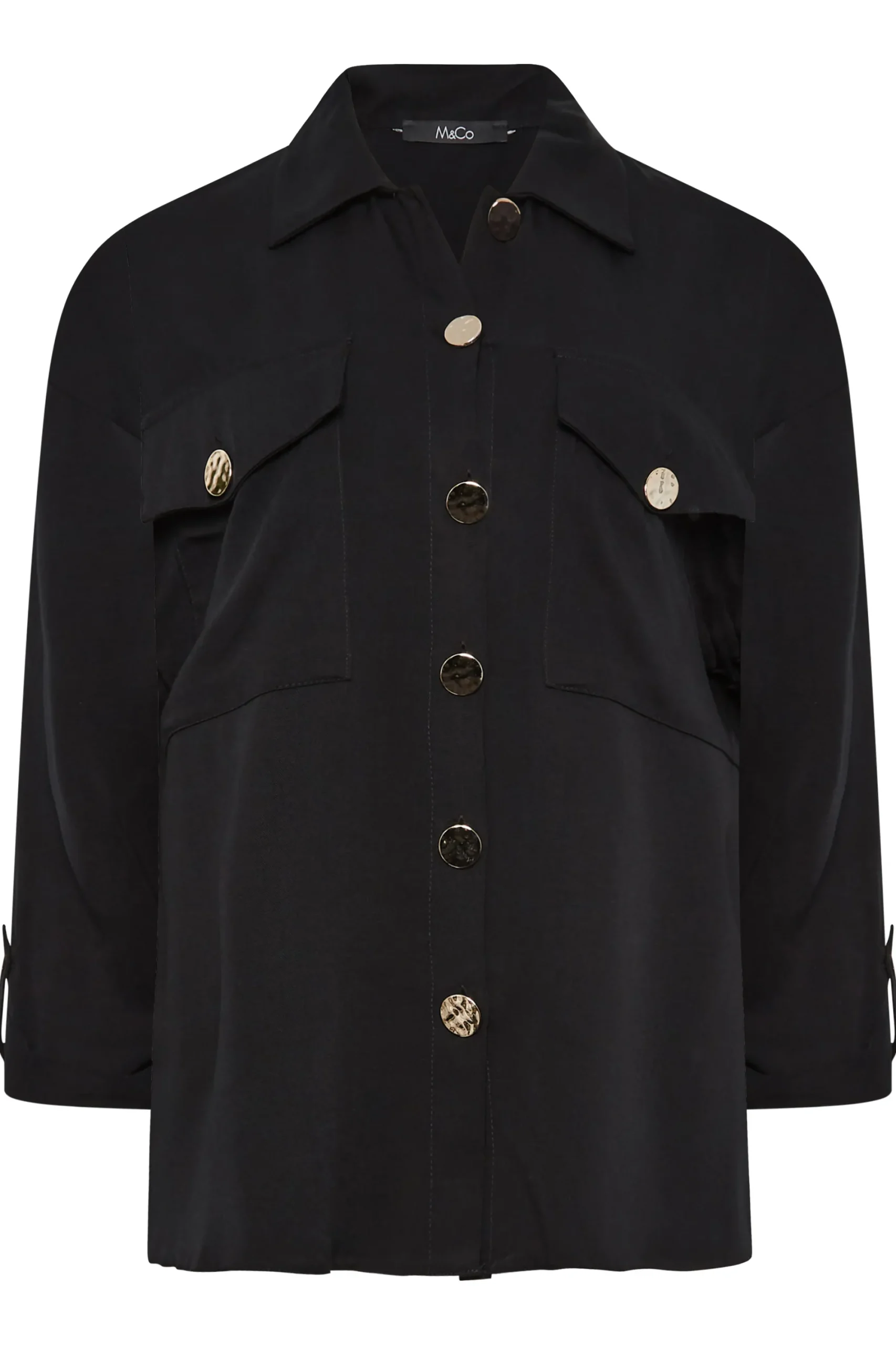 M&Co Womens Black Statement Button Shirt>Women Shirts