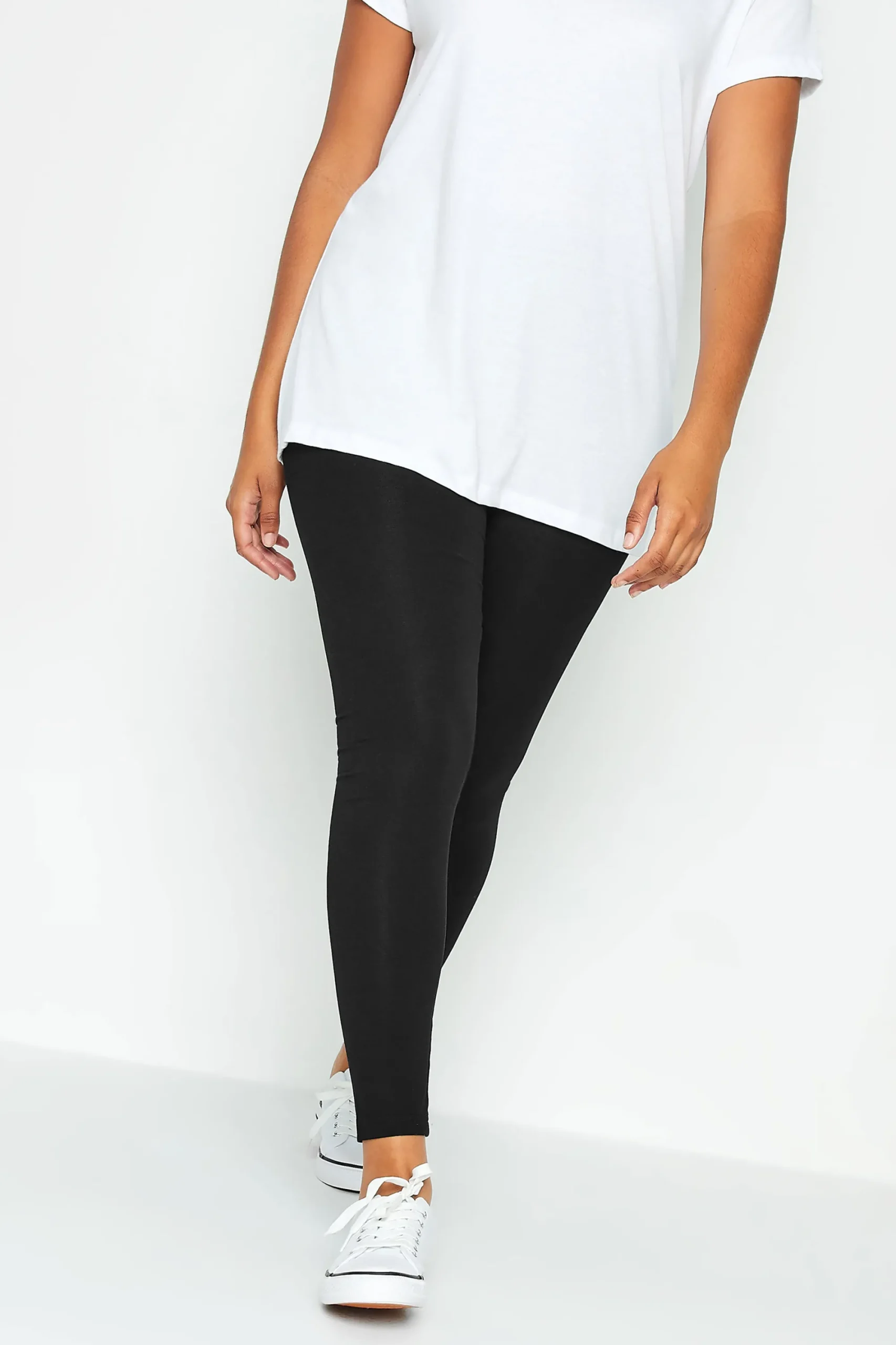 M&Co Womens Black Stretch Cotton Leggings>Women Leggings