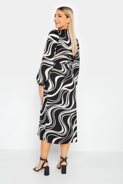 M&Co Womens Black Swirl Print Midi Wrap Dress><noscript><img width=
