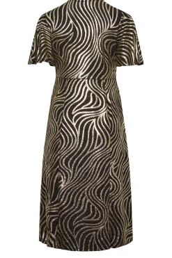 M&Co Womens Black Swirl Print Angel Sleeve Split Hem Midi Dress><noscript><img width=