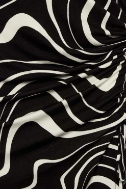 M&Co Womens Black Swirl Ruched Side Midi Dress><noscript><img width=