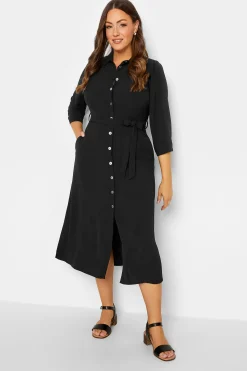 M&Co Womens Black Textured Black Shirt Dress>Women Shirt Dresses