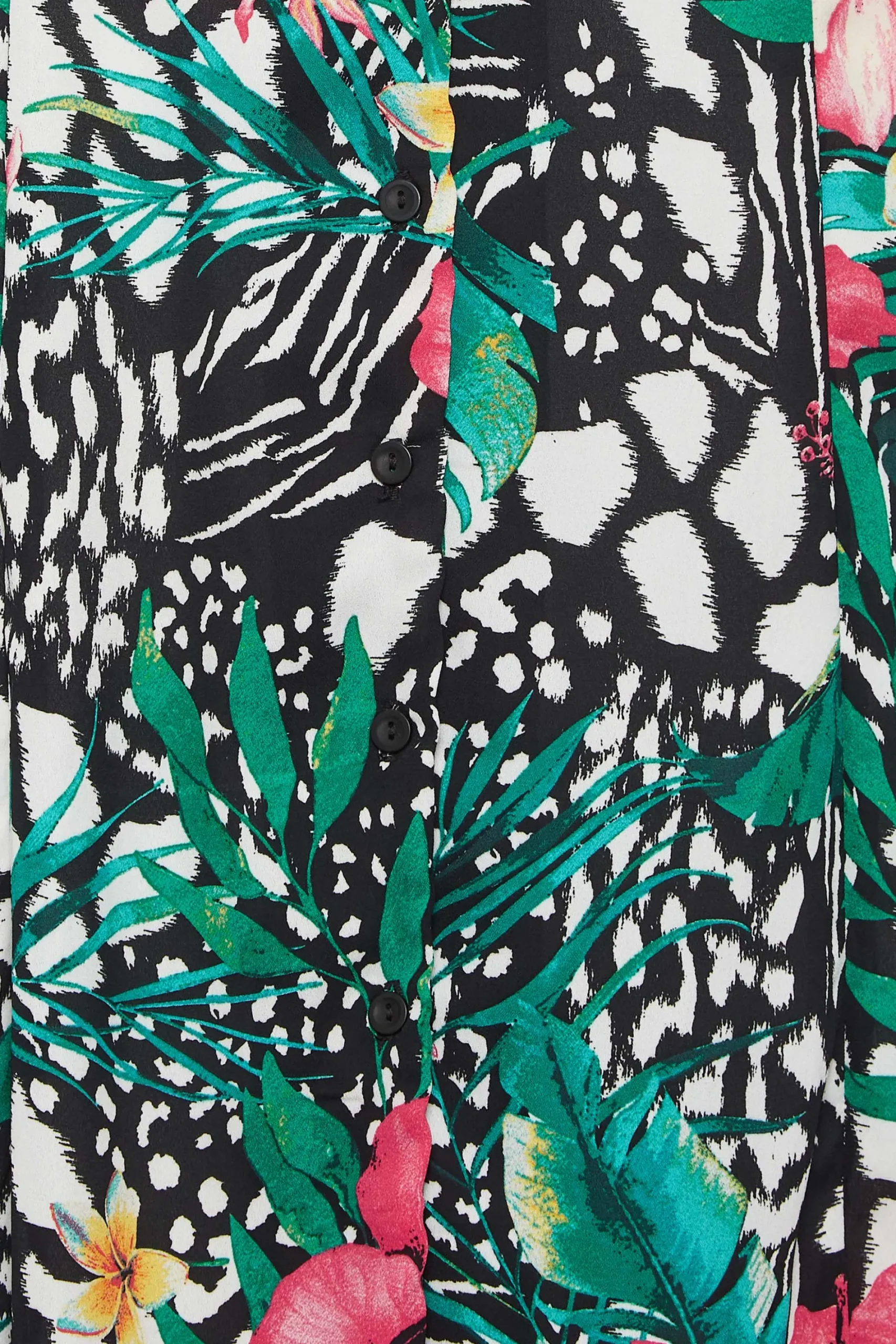 M&Co Womens Black Tropical Mixed Print Midi Tea Dress>Women Midi Dresses