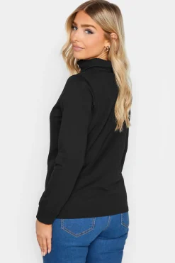 M&Co Womens Black Turtle Neck Long Sleeve Cotton Blend Top><noscript><img width=