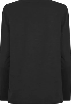 M&Co Womens Black V-Neck Long Sleeve Cotton Blend T-Shirt><noscript><img width=