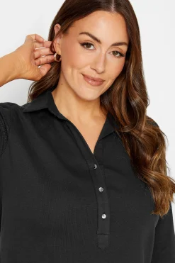 M&Co Womens Black V-Neck Half Placket Shirt><noscript><img width=