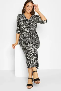 M&Co Womens Black Zebra Print Button Through Midaxi Dress>Women Wedding Guest Dresses