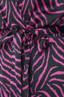 M&Co Womens Black Zebra Print Tie Belt Wrap Dress><noscript><img width=