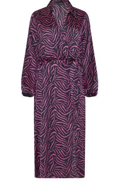 M&Co Womens Black Zebra Print Tie Belt Wrap Dress><noscript><img width=