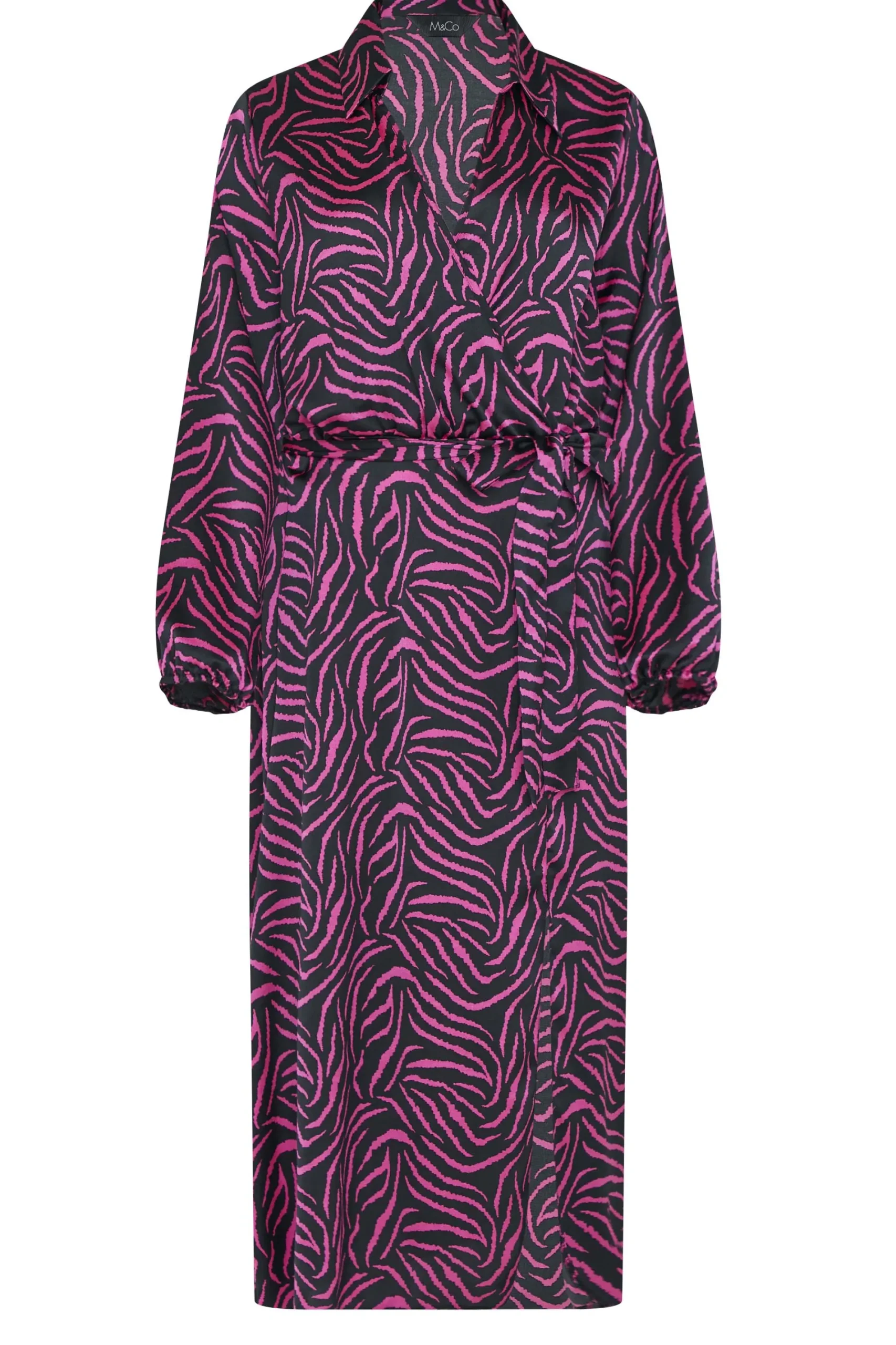 M&Co Womens Black Zebra Print Tie Belt Wrap Dress>Women Wedding Guest Dresses