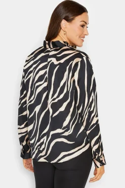 M&Co Womens Black Zebra Print Wrap Front Blouse><noscript><img width=