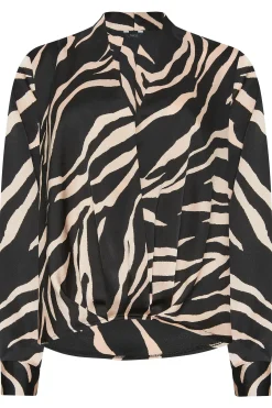 M&Co Womens Black Zebra Print Wrap Front Blouse><noscript><img width=