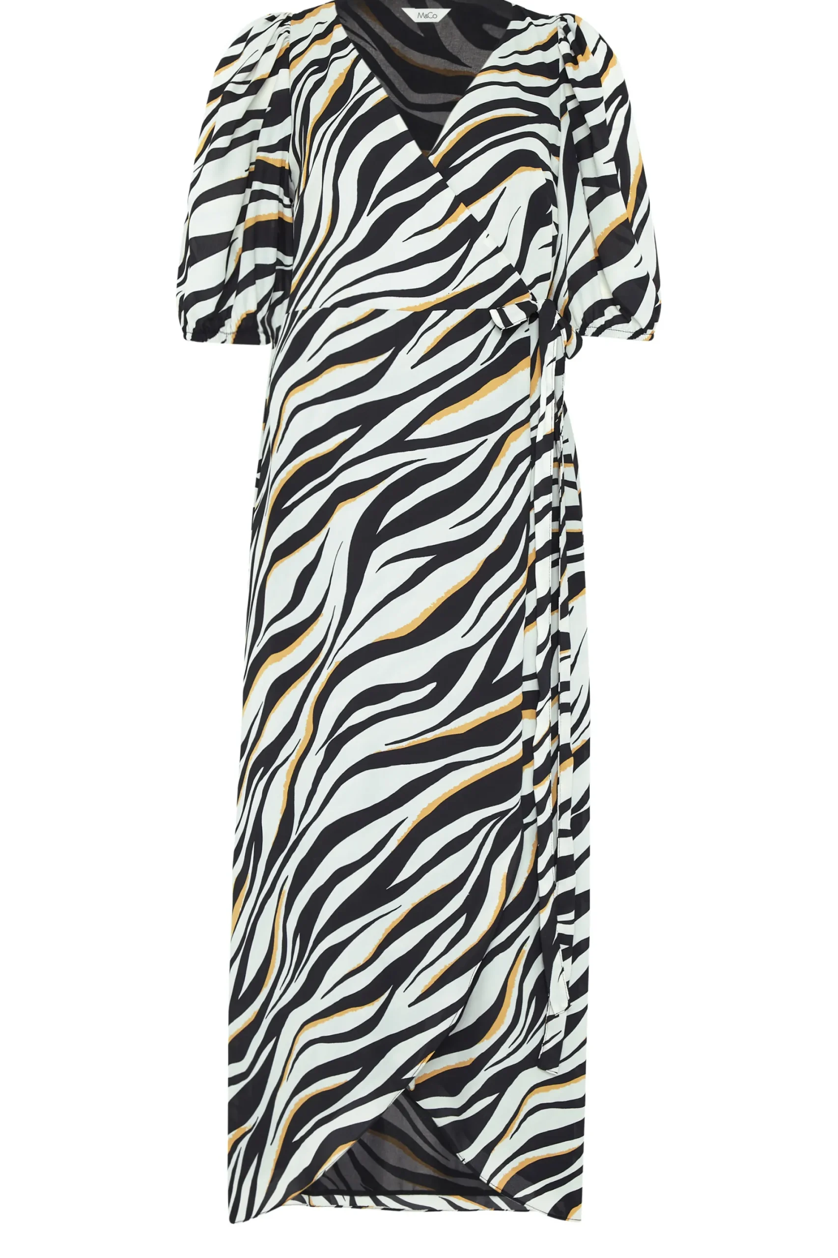 M&Co Womens Black Zebra Print Wrap Dress>Women Wedding Guest Dresses