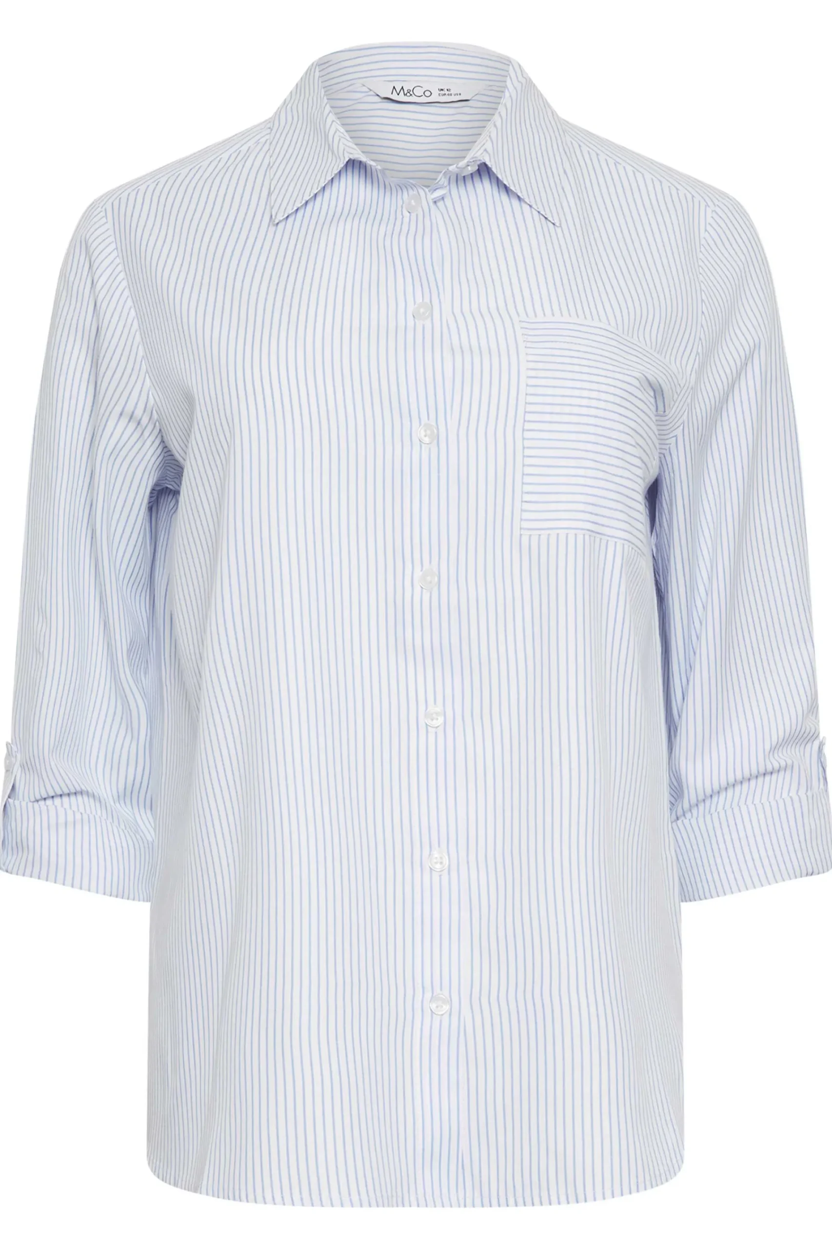M&Co Womens Blue & White Striped Shirt>Women Shirts