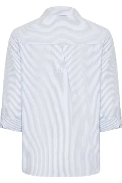 M&Co Womens Blue & White Striped Shirt>Women Shirts