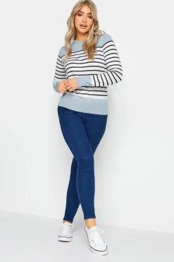 M&Co Womens Blue & White Stripe Jumper>Women Jumpers
