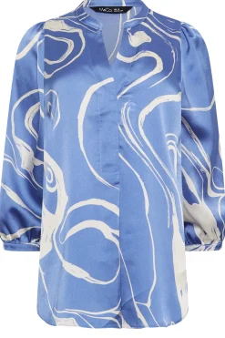 M&Co Womens Blue Abstract Print 3/4 Sleeve Blouse><noscript><img width=