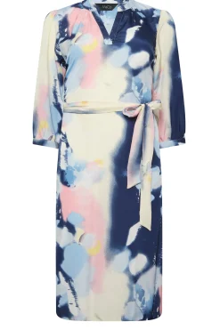 M&Co Womens Blue Abstract Print Tie Waist Tunic Dress><noscript><img width=