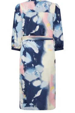 M&Co Womens Blue Abstract Print Tie Waist Tunic Dress><noscript><img width=