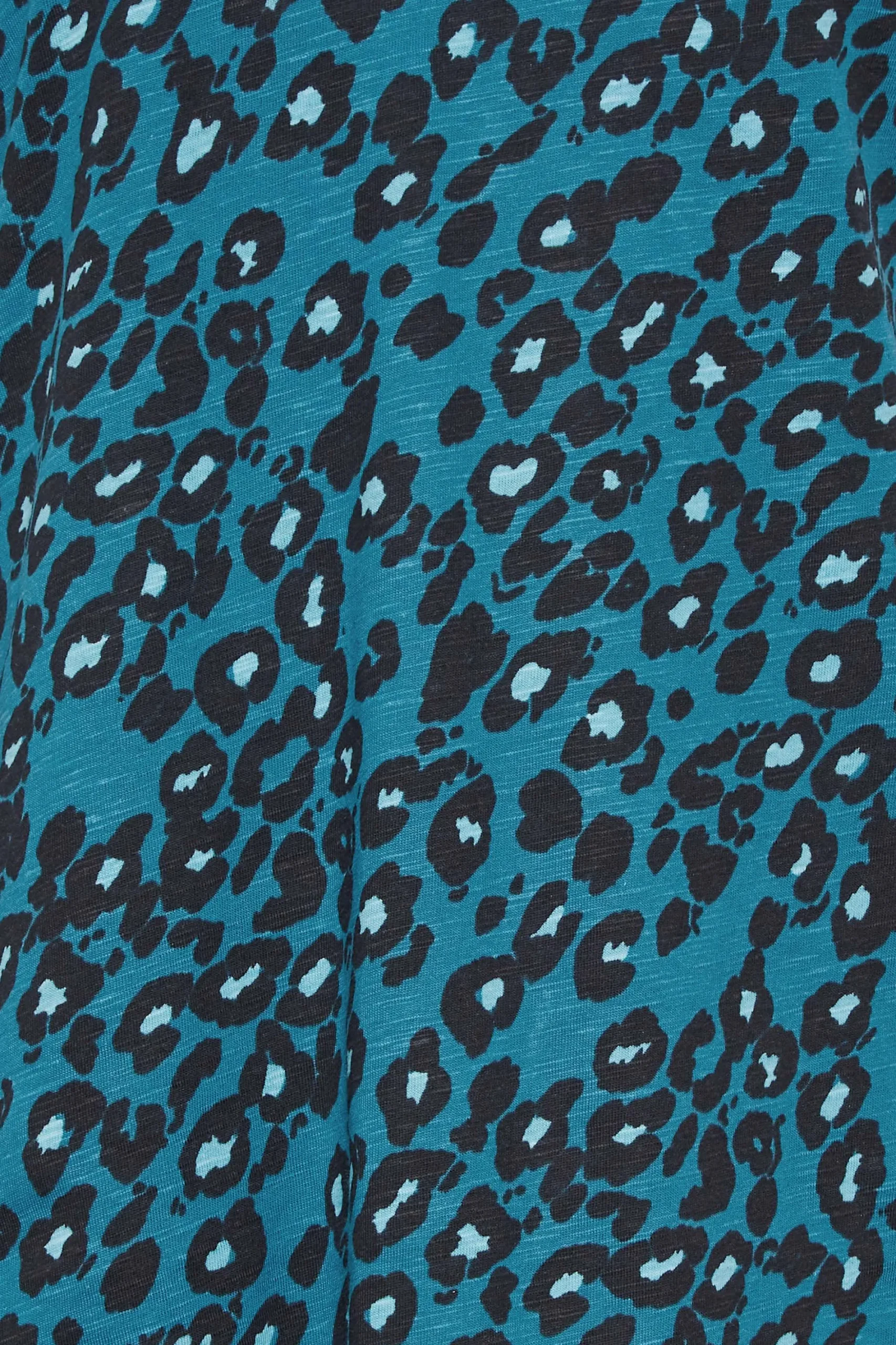 M&Co Womens Blue Animal Print Notch Neck Cotton T-Shirt>Women T-Shirts