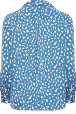 M&Co Womens Blue Brush Stroke Print Half Placket Shirt><noscript><img width=