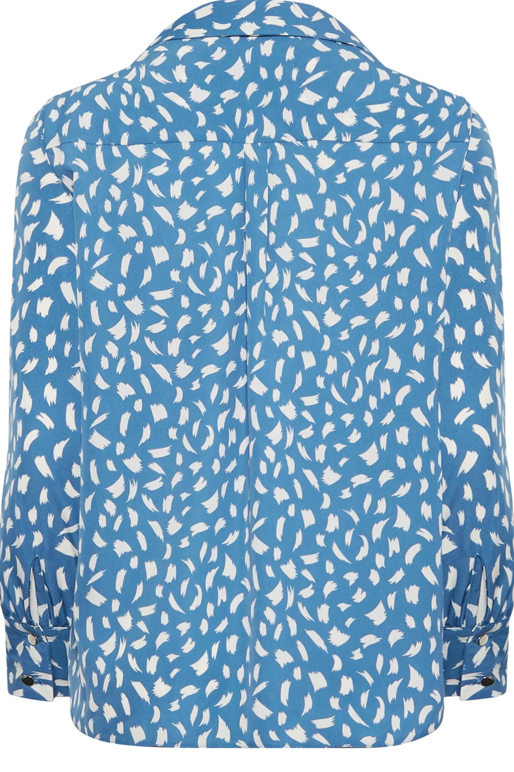 M&Co Womens Blue Brush Stroke Print Half Placket Shirt>Women Shirts