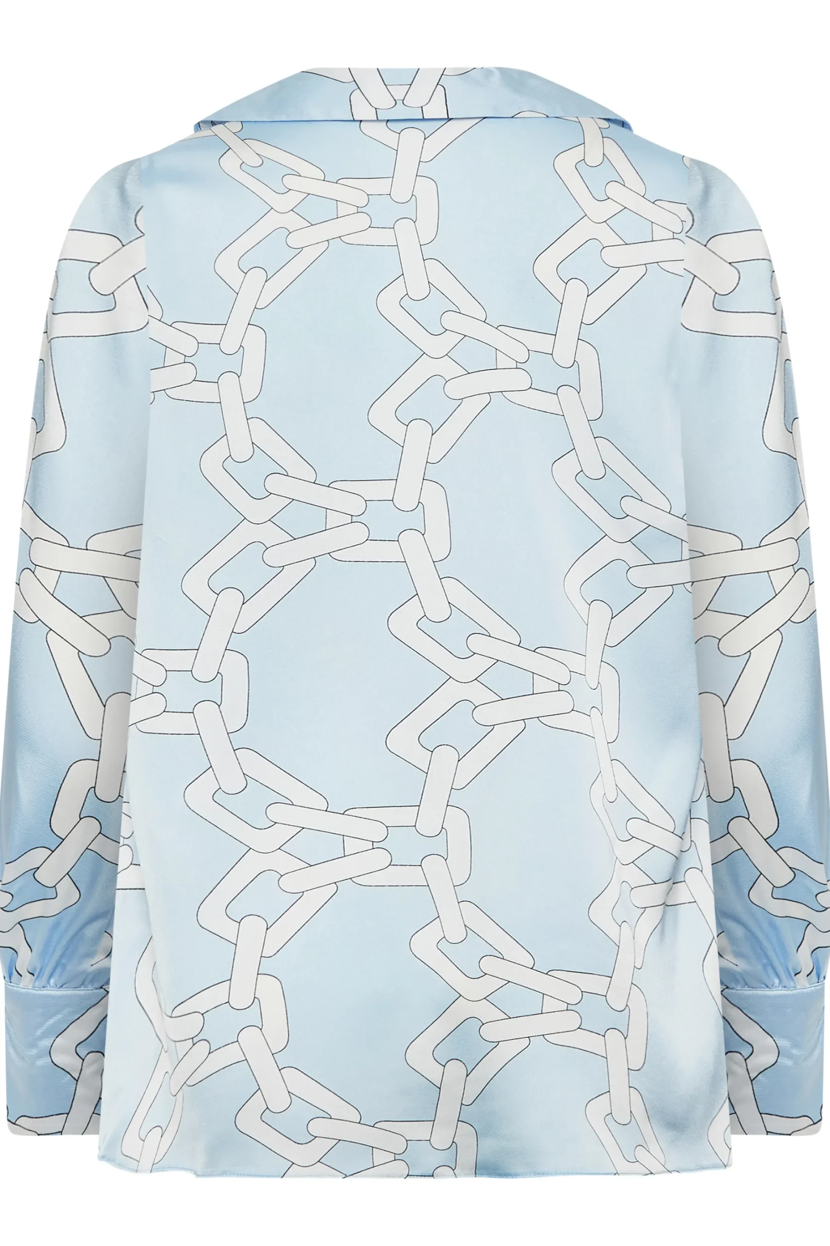 M&Co Womens Blue Chain Print Cowl Neck Satin Blouse>Women Long Sleeve Tops