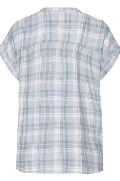 M&Co Womens Blue Check Grown On Sleeve Shirt><noscript><img width=