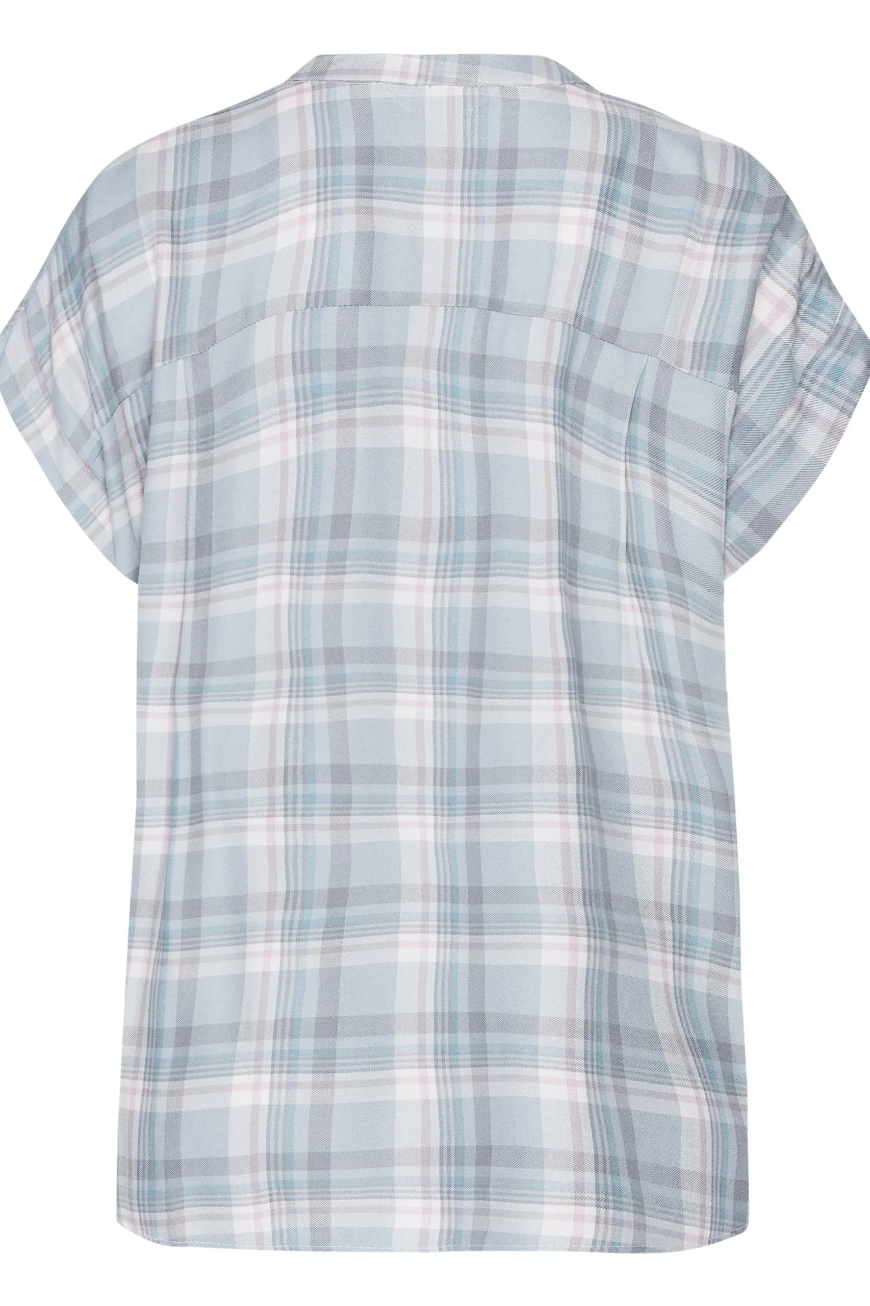 M&Co Womens Blue Check Grown On Sleeve Shirt>Women Shirts