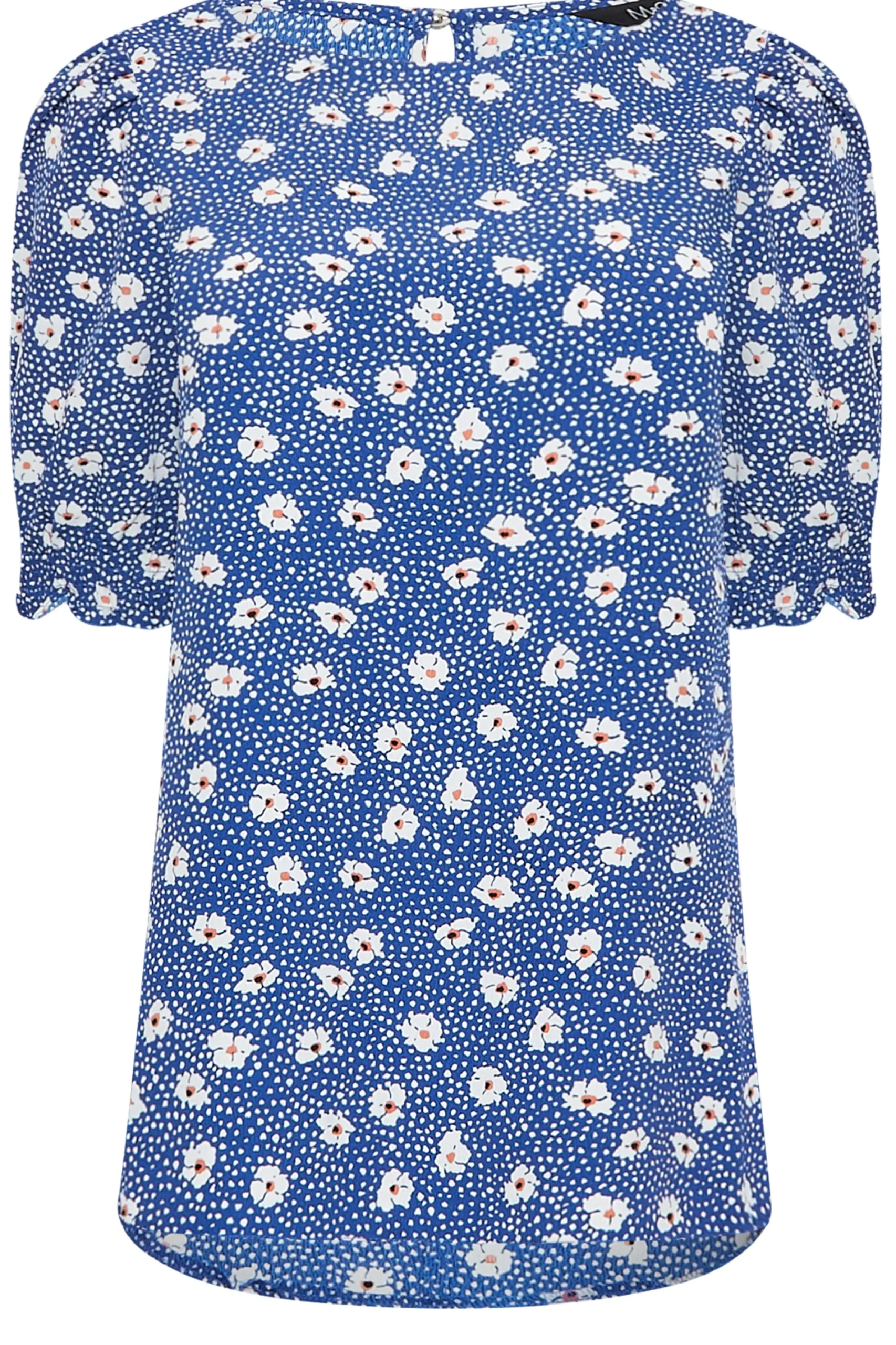M&Co Womens Blue Daisy Print Blouse>Women Short Sleeve Tops