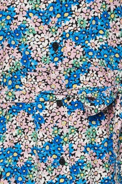 M&Co Womens Blue Ditsy Floral Tie Belt Dress><noscript><img width=