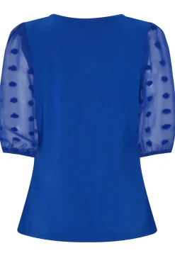 M&Co Womens Blue Dobby Sleeve Blouse><noscript><img width=