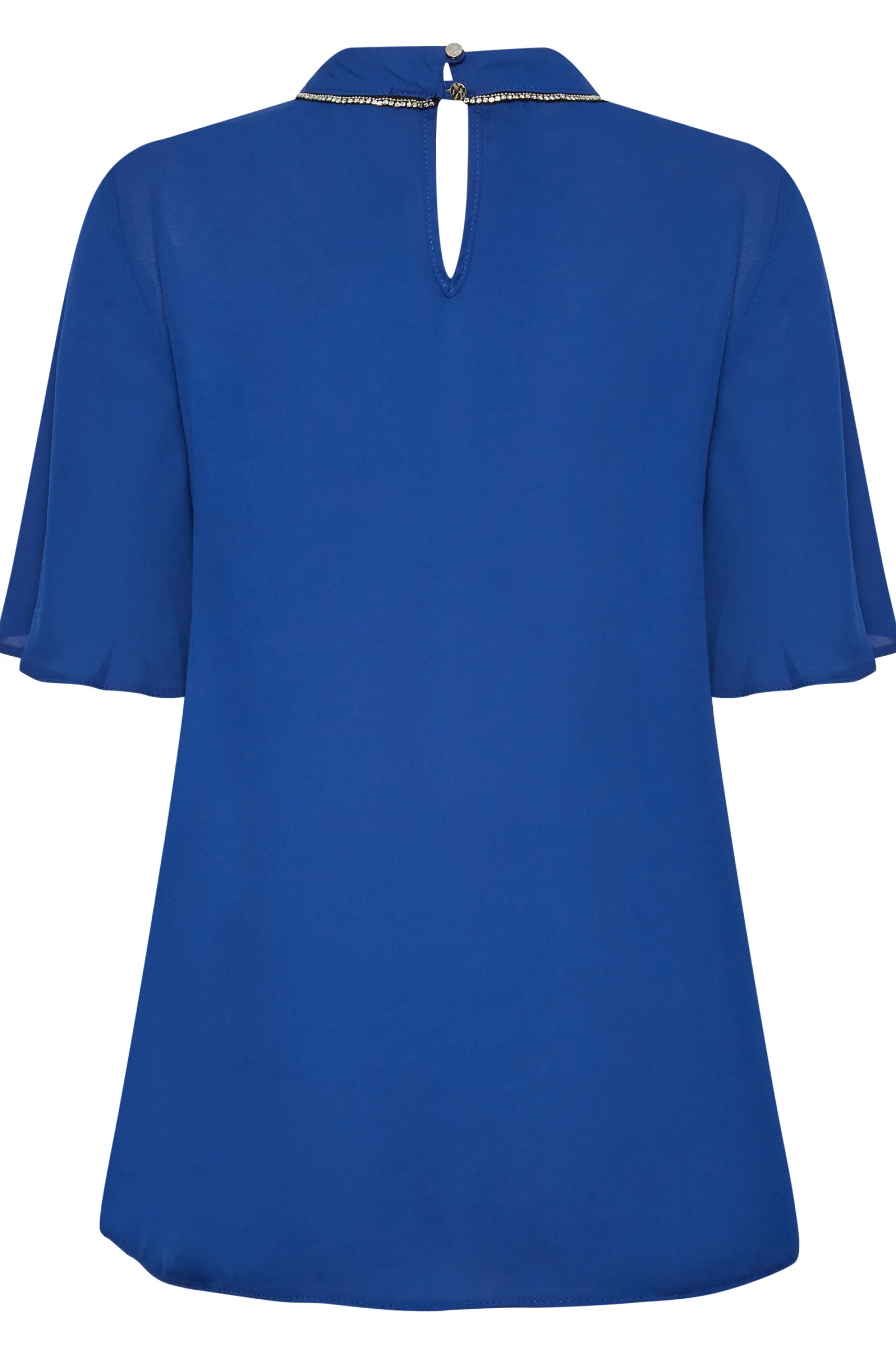 M&Co Womens Blue Embellished Neck Keyhole Blouse>Women Blouses